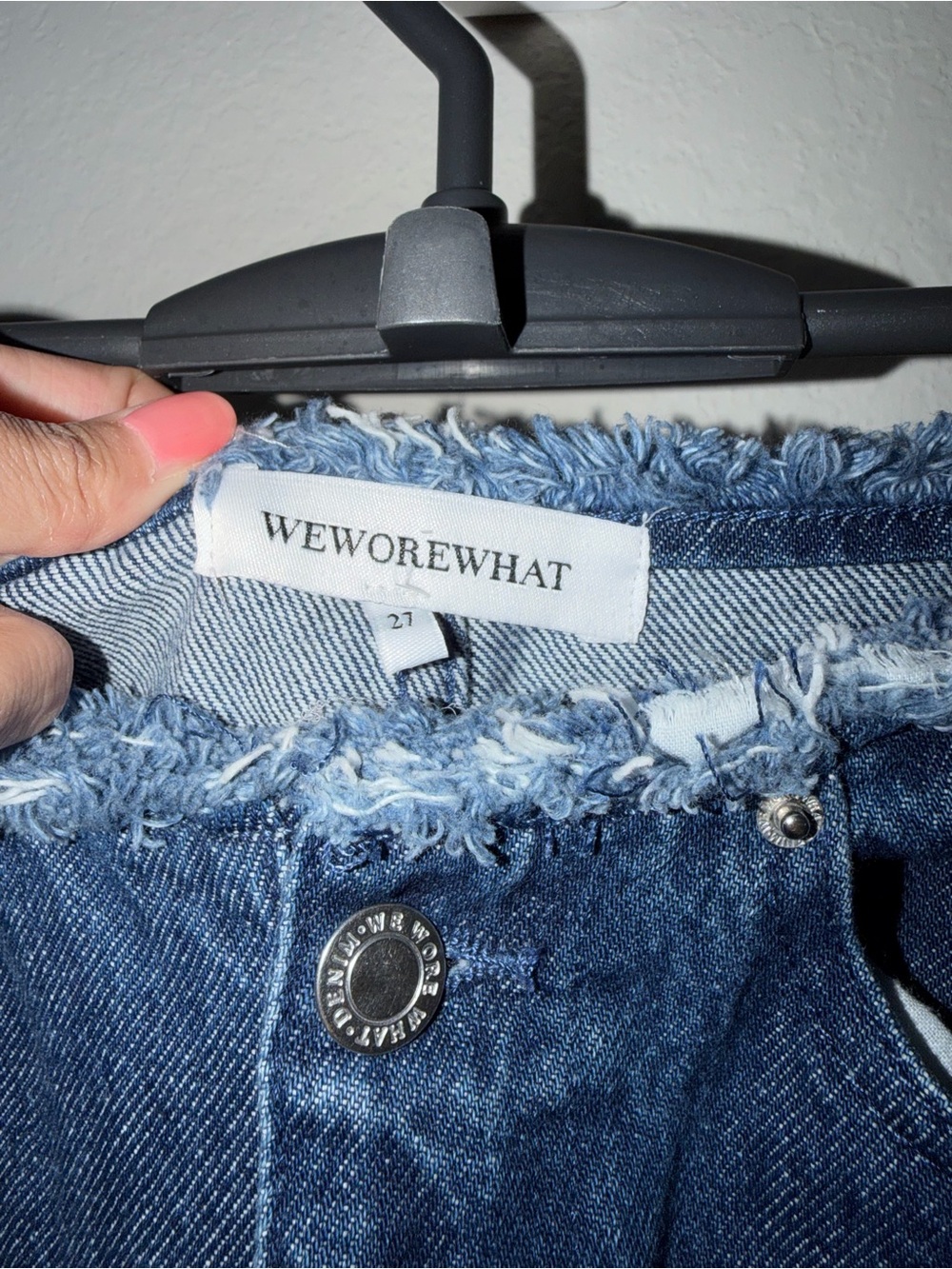 WeWoreWhat 100% Cotton High Rise Wide Leg Raw Hem Jeans Size 27 - Picture 9 of 10